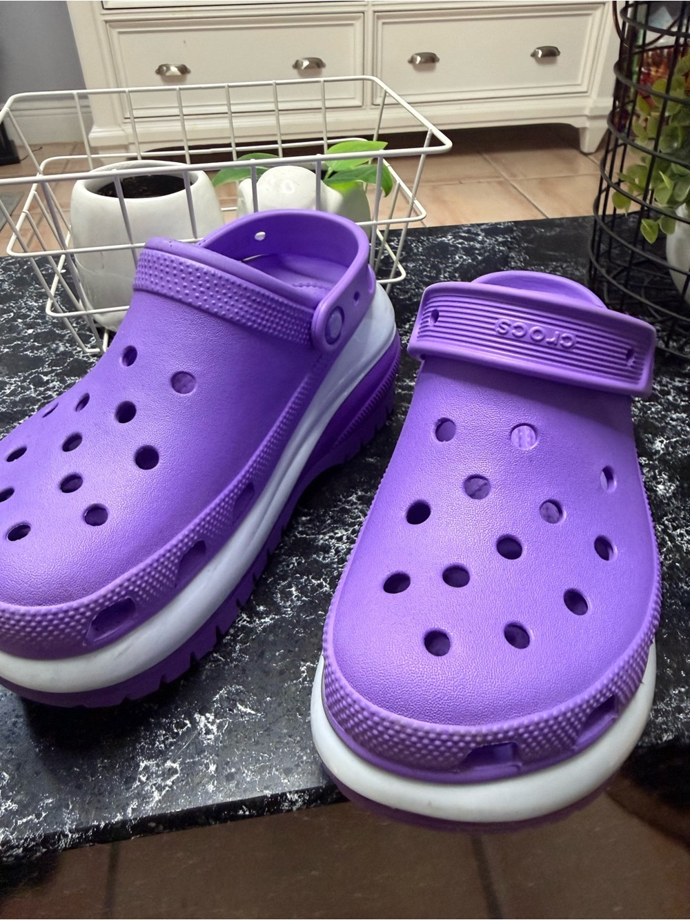 CROCS Kids Purple Slip-On Clog Sandals with White Midsole